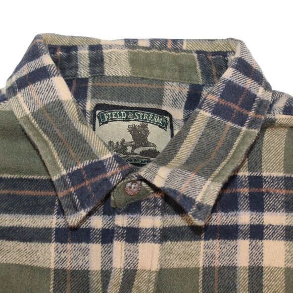 Field and Stream Mens XXLT Tall Green Plaid Flannel Button Down Shirt Outdoors - Picture 6 of 11